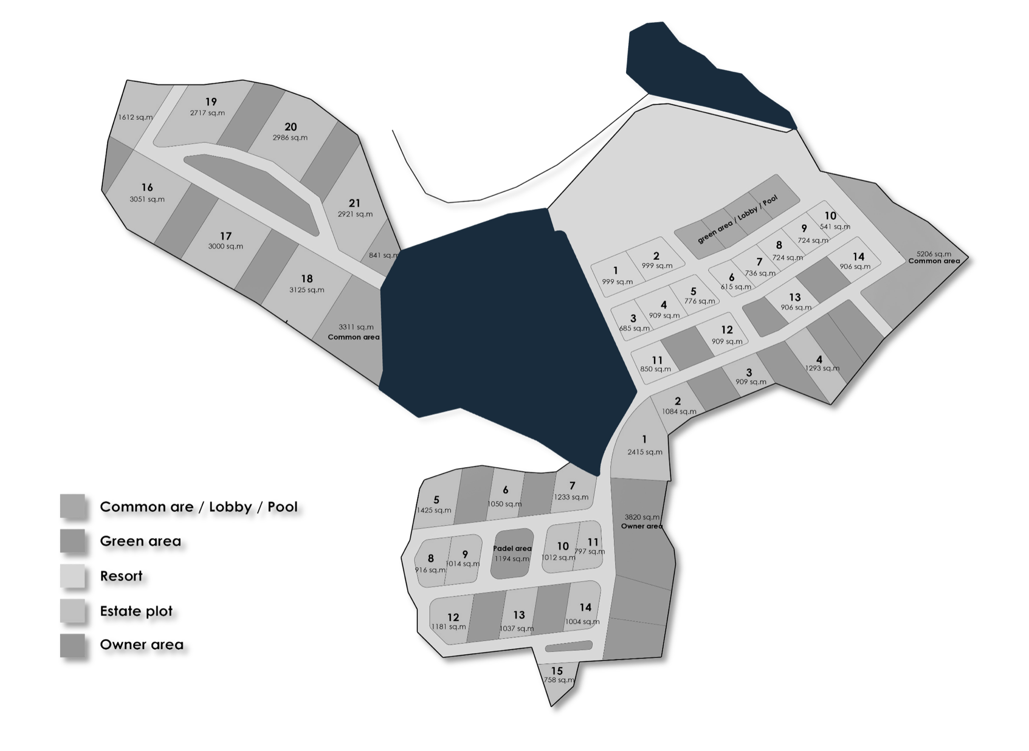 PASOLA estate map — The Hill (wooded ridge)